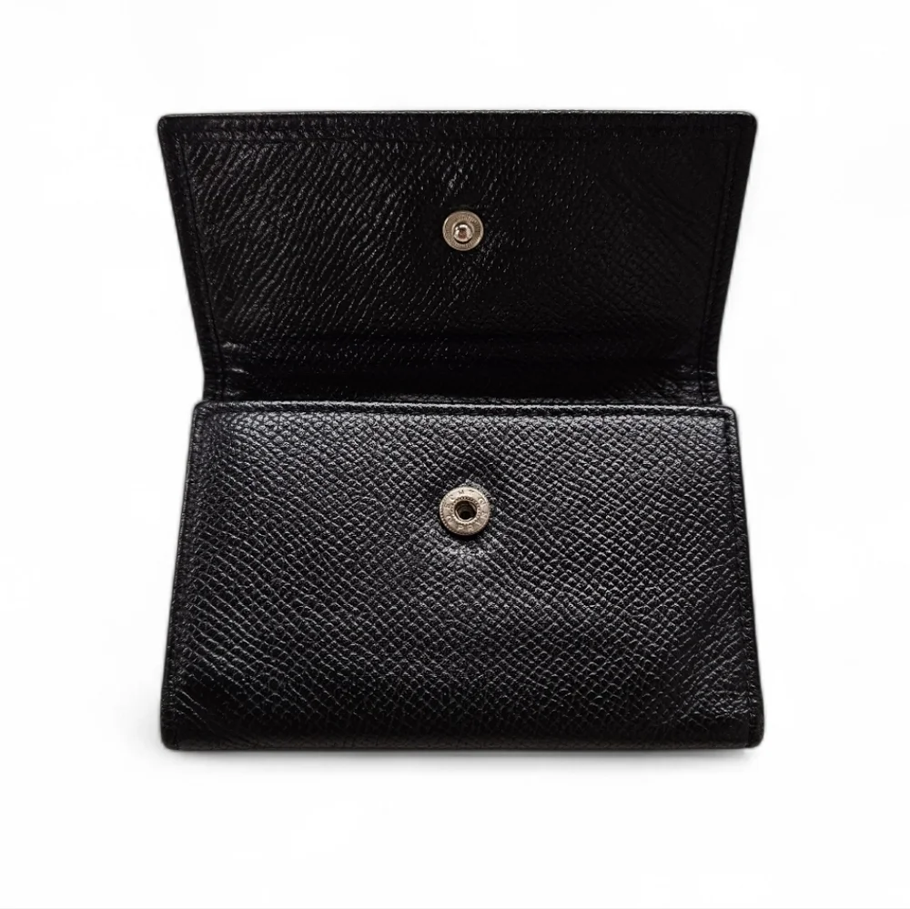 BVLGARI Leather Keyholder Wallet In Black Leather And Silver